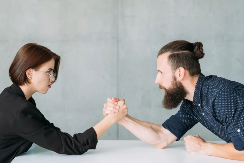 man and woman holding hands